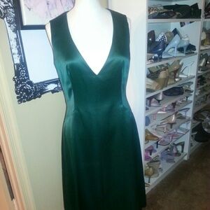 Emerald green satin special occasion dress